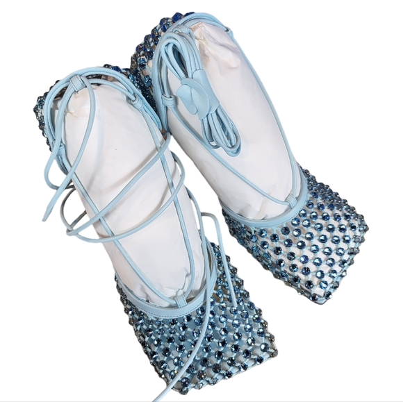 Bottega Veneta Crystal Embellished Stretch Sandal 37.5 - Picture 3 of 5